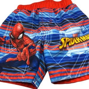 Marvel 3T Swim Trunks Spider-Man Pull-On Bathing Suit Red, Blue Lined